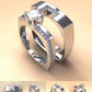 Zircon Stone Bridal Ring Set Crystal Silver Color