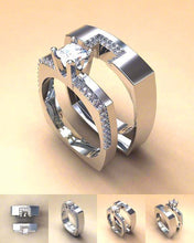 Load image into Gallery viewer, Zircon Stone Bridal Ring Set Crystal Silver Color