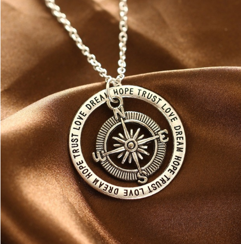 Love hope faith dream compass pendant