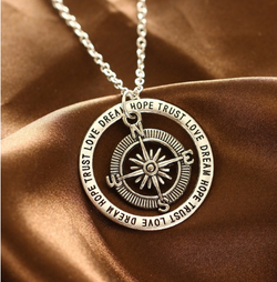 Love hope faith dream compass pendant valentine gift necklace