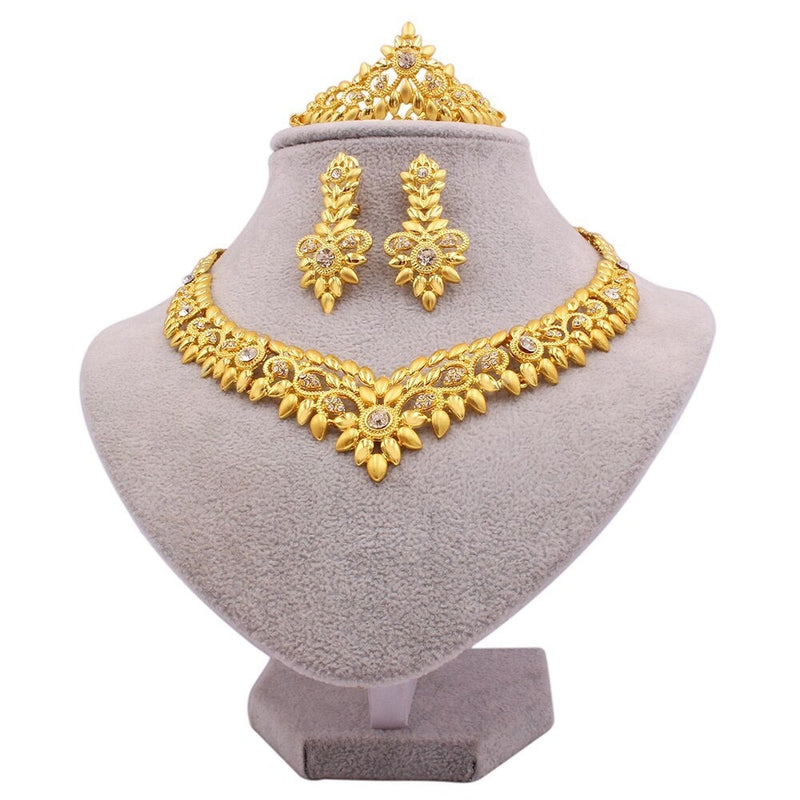 Dubai Gold Color Jewelry set Wife Gifts Necklace Bracelet