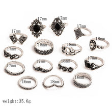 Load image into Gallery viewer, Anniversary Bohemian Retro Crystal Silver 15Pcs Ring set - MomProStore 