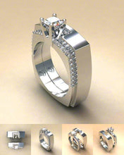 Load image into Gallery viewer, Zircon Stone Bridal Ring Set Crystal Silver Color