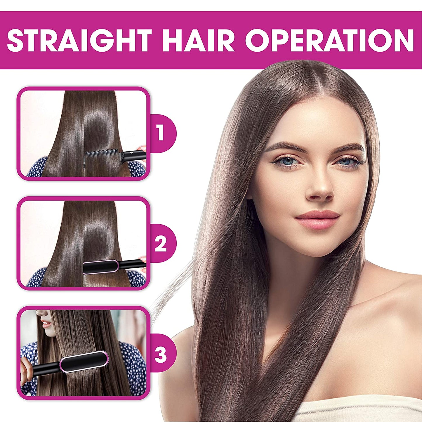 Professional Hair Straightener Tourmaline Ceramic Hair Curler Brush