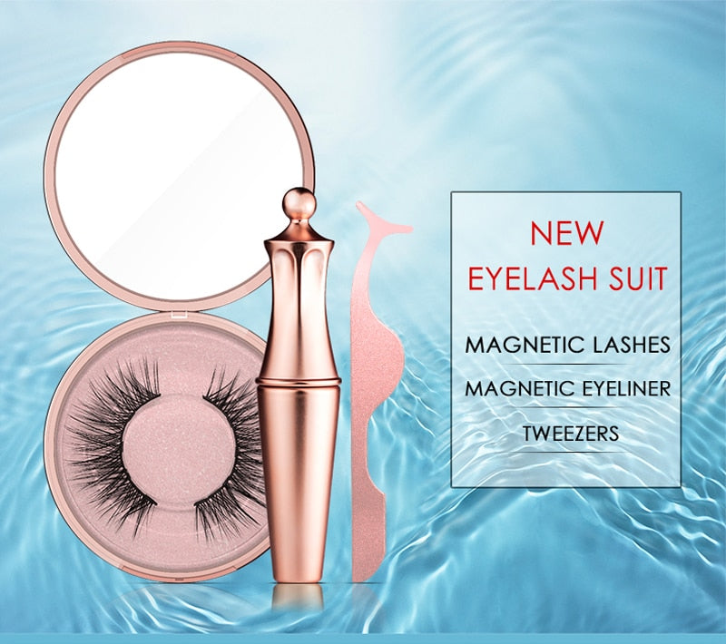 Waterproof Magnetic Liquid Eyeliner Magnetic False Eyelashes & Tweezer Set - MomProStore 