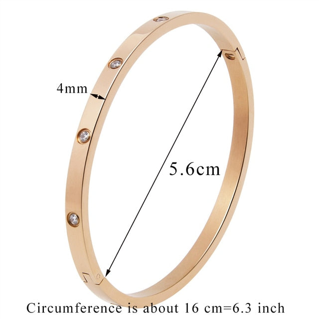 Stainless Steel Bangles Cubic Zirconia Golden Jewelry Gifts