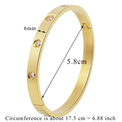 Stainless Steel Bangles Cubic Zirconia Golden Jewelry Gifts