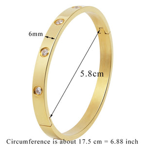 Stainless Steel Bangles Cubic Zirconia Golden Jewelry Gifts