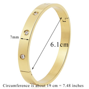 Stainless Steel Bangles Cubic Zirconia Golden Jewelry Gifts