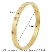 Load image into Gallery viewer, Stainless Steel Bangles Cubic Zirconia Golden Jewelry Gifts