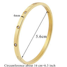 Load image into Gallery viewer, Stainless Steel Bangles Cubic Zirconia Golden Jewelry Gifts