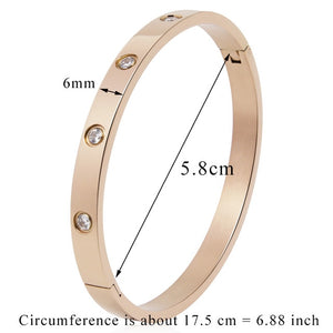 Stainless Steel Bangles Cubic Zirconia Golden Jewelry Gifts