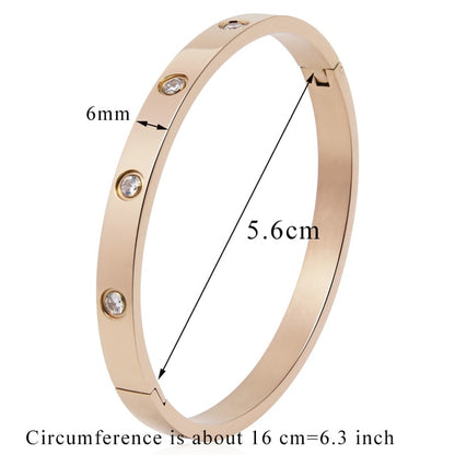 Stainless Steel Bangles Cubic Zirconia Golden Jewelry Gifts