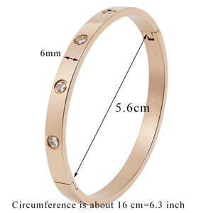 Stainless Steel Bangles Cubic Zirconia Golden Jewelry Gifts