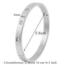 Load image into Gallery viewer, Stainless Steel Bangles Cubic Zirconia Golden Jewelry Gifts