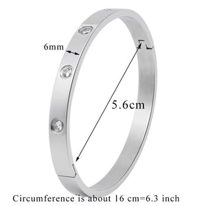 Stainless Steel Bangles Cubic Zirconia Golden Jewelry Gifts