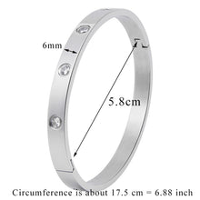 Load image into Gallery viewer, Stainless Steel Bangles Cubic Zirconia Golden Jewelry Gifts