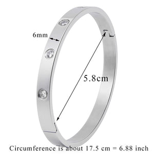 Stainless Steel Bangles Cubic Zirconia Golden Jewelry Gifts