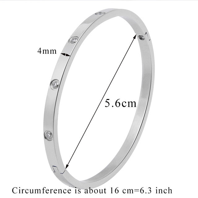 Stainless Steel Bangles Cubic Zirconia Golden Jewelry Gifts