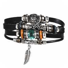 Load image into Gallery viewer, Fish Eye Vintage Punk Multi layer Leather Bracelet charm 2pcs. - MomProStore 