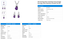 Load image into Gallery viewer, 925 Sterling Silver Amethyst Drop Dangle Earrings Chain Necklace Pendant Set 20&quot;