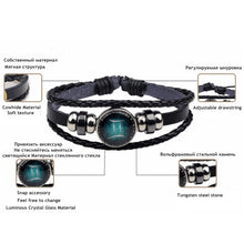 Load image into Gallery viewer, Luminous Leather Men&#39;s &amp; Women&#39;s Bracelet 12 Constellation Charm - MomProStore 