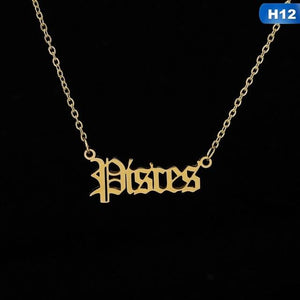 12 Zodiac Letter Constellations Pendants Necklace For Women Men - MomProStore 