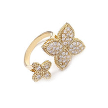 Load image into Gallery viewer, Adjustable Ring Four Leaf Clover Silver Color Luxury Women Rings