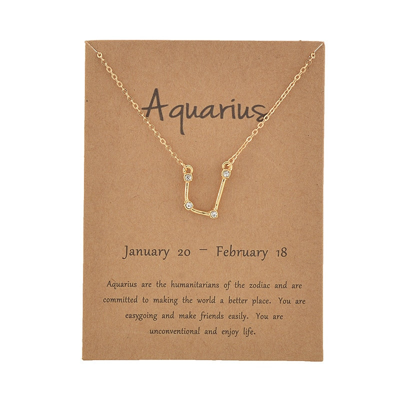 Zodiac necklaces with crystal charm for women