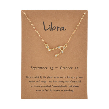 Zodiac necklaces with crystal charm for women