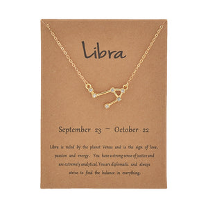 Zodiac necklaces with crystal charm for women