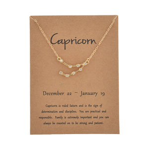 Zodiac necklaces with crystal charm for women