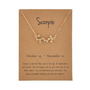 Zodiac necklaces with crystal charm for women