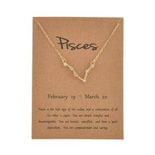 Load image into Gallery viewer, Zodiac necklaces with crystal charm for women