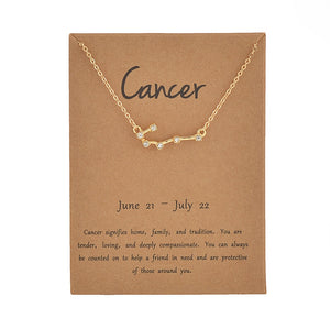 Zodiac necklaces with crystal charm for women