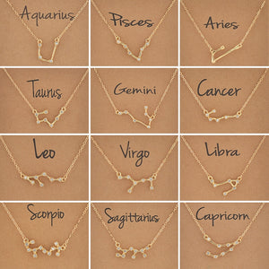 Zodiac necklaces with crystal charm for women