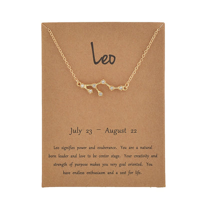 Zodiac necklaces with crystal charm for women