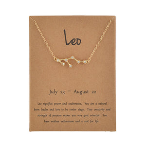 Zodiac necklaces with crystal charm for women