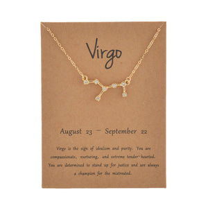 Zodiac necklaces with crystal charm for women