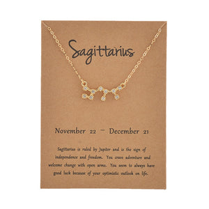 Zodiac necklaces with crystal charm for women