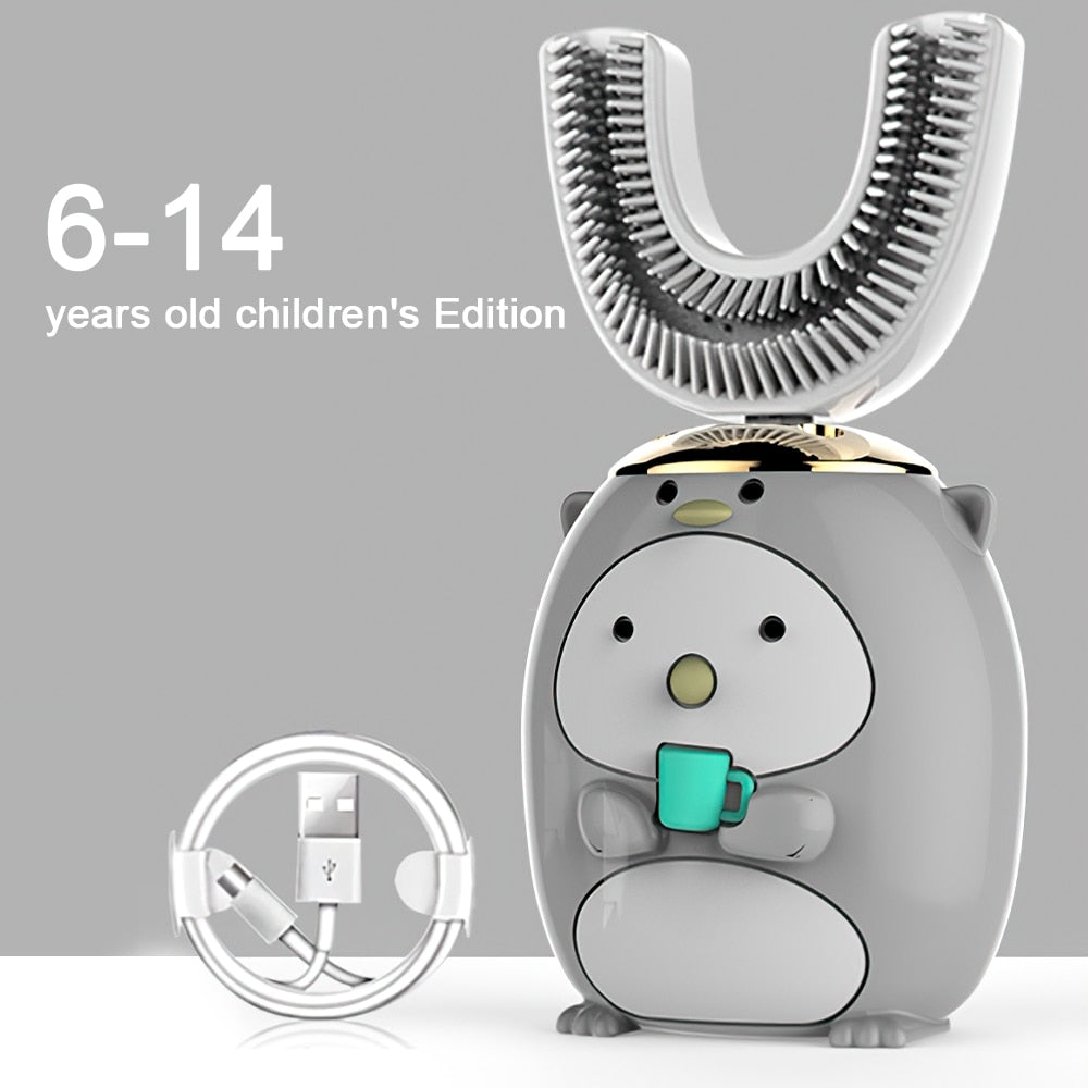 360° electric toothbrush for kids with cartoon pattern