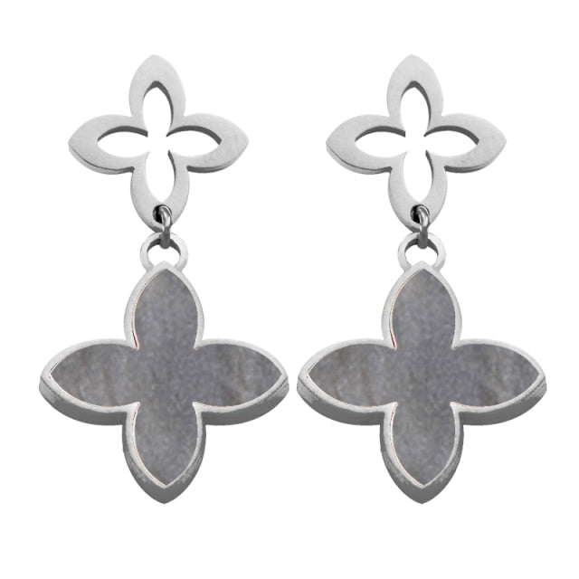 Four Leaf Clover Stud Earrings Stainless Steel Gold/Silver Color