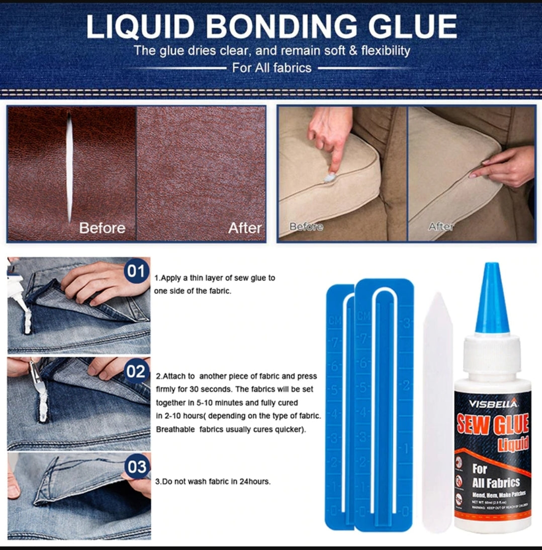 Sew Glue Liquid bonding glue for fabric,shoes,carpet....