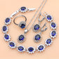 Silver 925 Jewelry Sets for Women Natural Blue Sapphire Stone