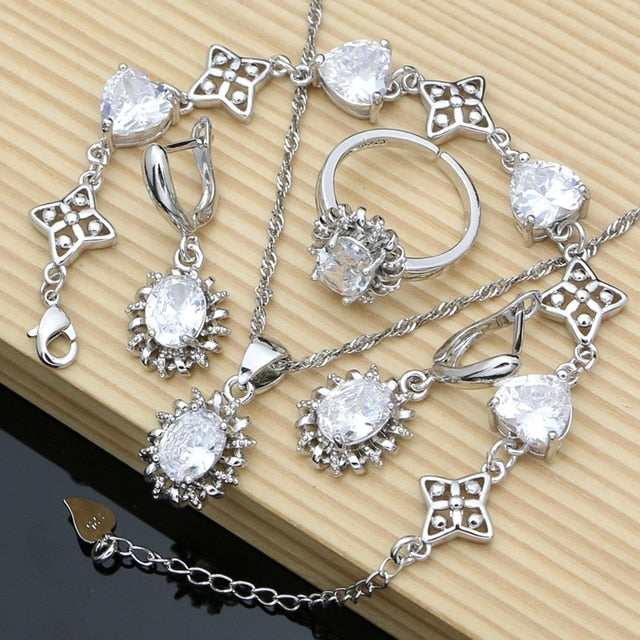 Silver 925 Jewelry Sets for Women Natural Blue Sapphire Stone