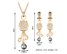 Load image into Gallery viewer, 18k Gold Plated Necklace Earring Pearl Set