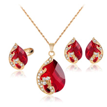 Load image into Gallery viewer, 14K Plated Birthday Stones Drop Necklace Earrings Ring Set