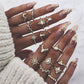 9pcs/set Boho Vintage Wedding Ring Set For Women Bohemian Jewelr