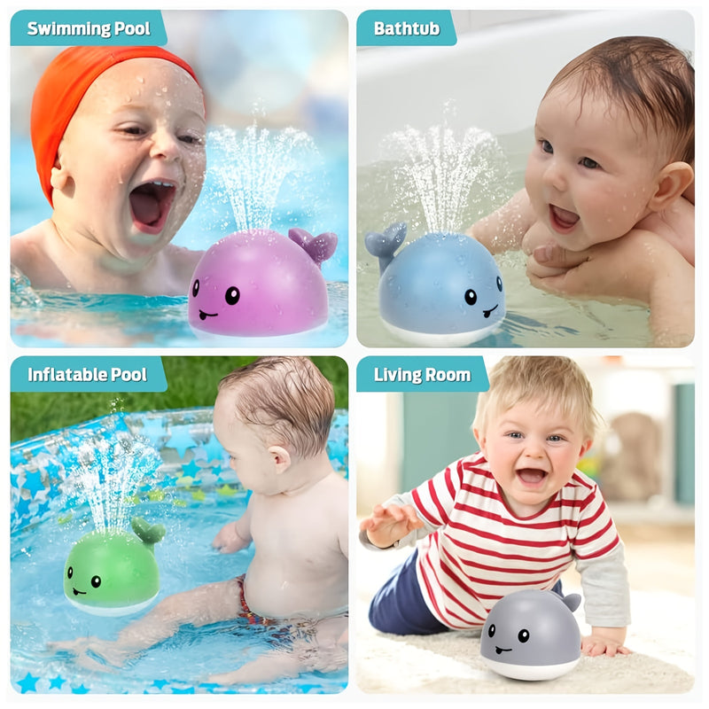 Automatic Water Spray Colorful Led Whale Bath Toy