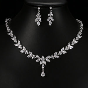 Cubic Zircon Stud Earrings & Necklace Gift